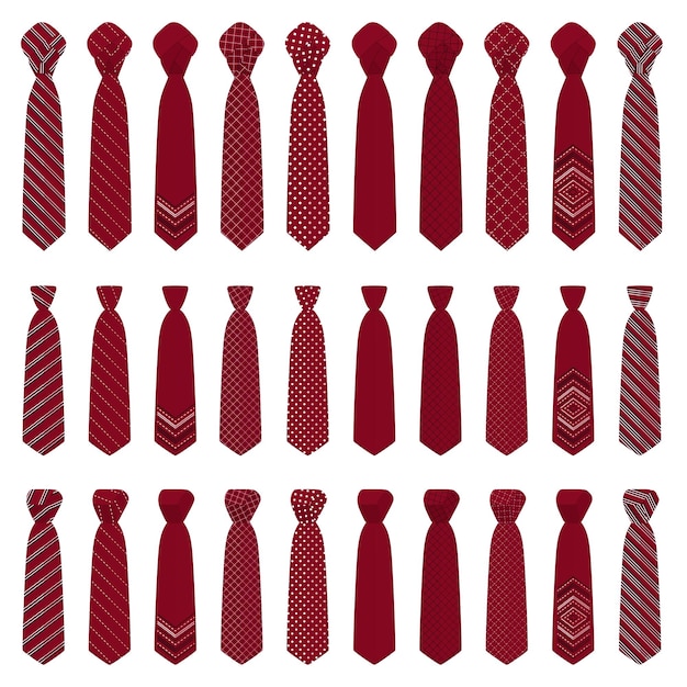 L'illustrazione sul tema del grande set lega diversi tipi di cravatte di varie dimensioni