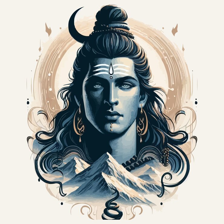 Vettore l'illustrazione vettoriale di lord mahadev sullo sfondo di mahashivratri