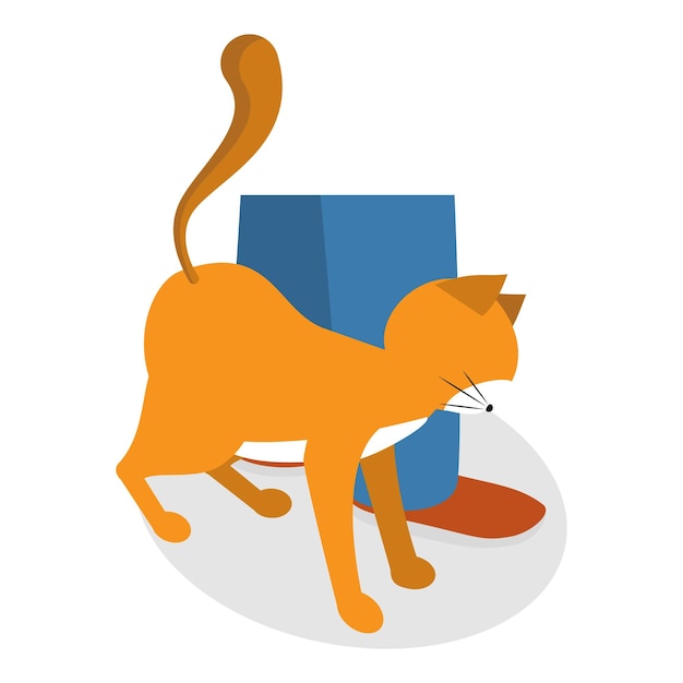 L'insieme vettoriale piatto isometrico 3D del comportamento dei gatti pone le reazioni del gattino elemento 10