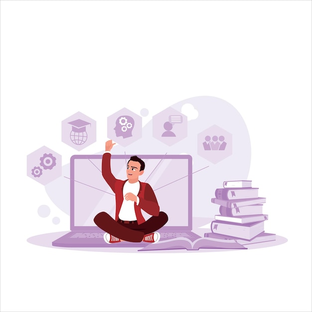 L'istruzione utilizza il digitale Concetto di istruzione elearning Le persone frequentano lezioni online