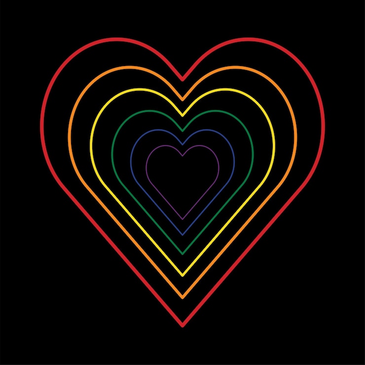 Vettore l'orgoglio gay piatto a forma di cuore