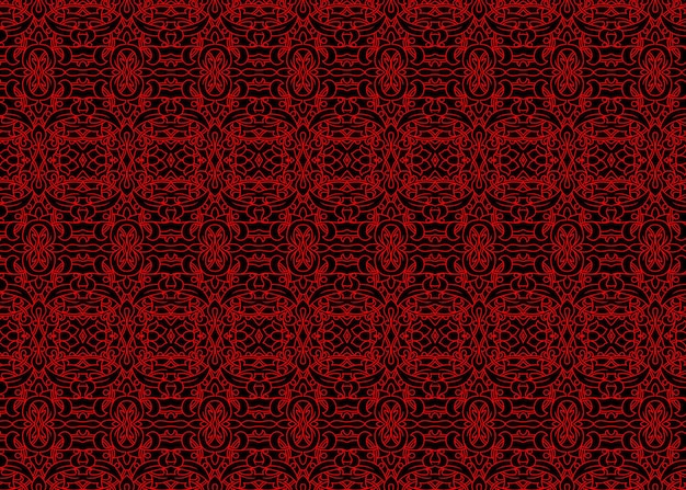 L'ornamento rosso e nero del modello decora il vettore dell'immagine di sfondo