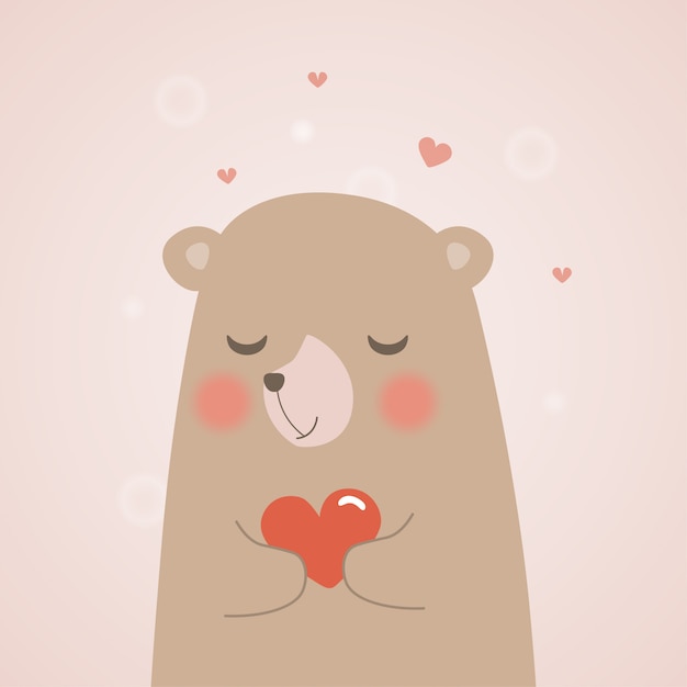 L'orsacchiotto sveglio sta tenendo un cuore
