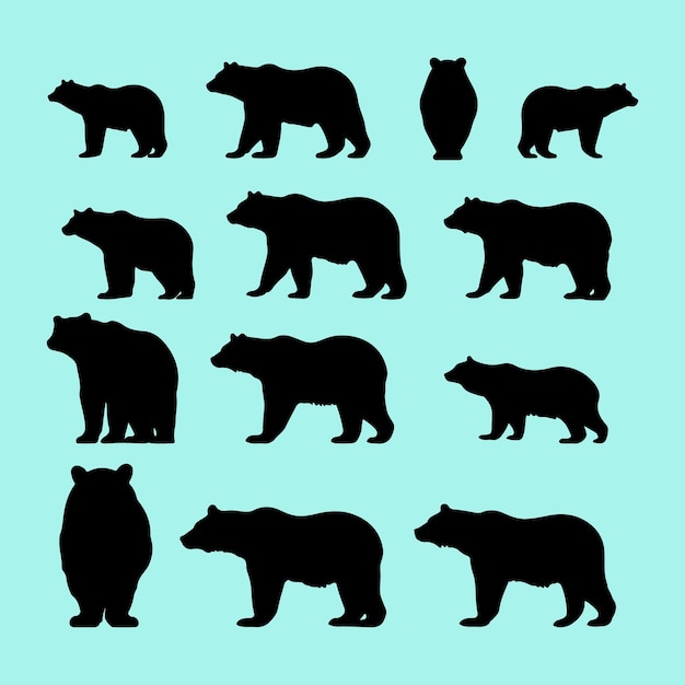 L'orso ha impostato la silhouette nera della clip art vettoriale