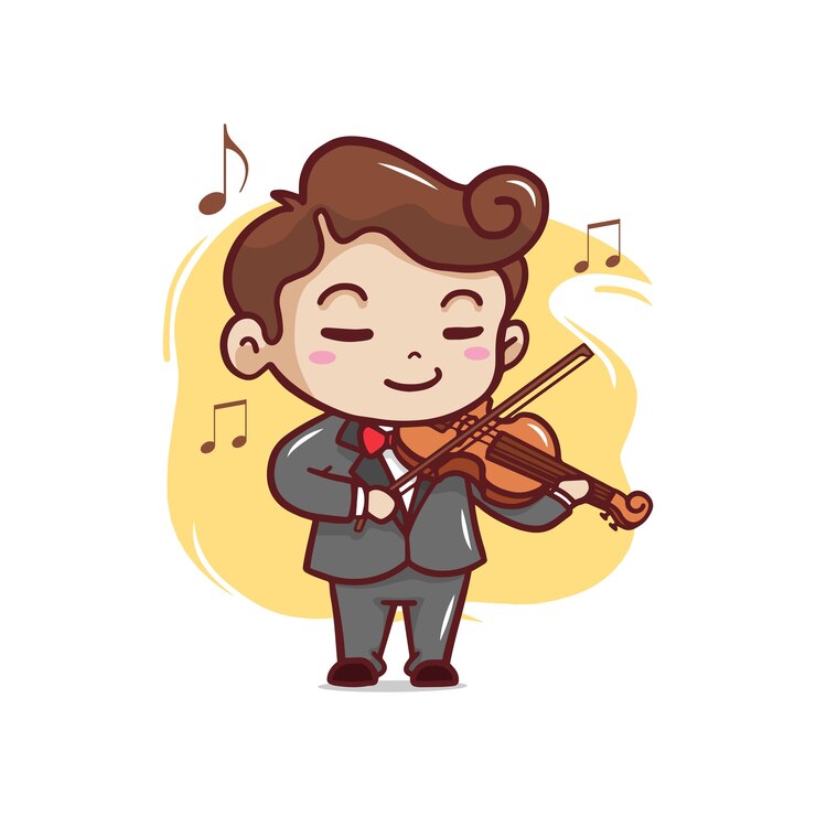 Vettore l'uomo carino suonare il violino illustrazione