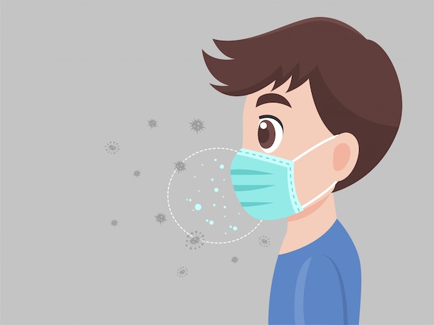 L'uomo che indossa una mascherina medica protettiva chirurgica per prevenire il virus