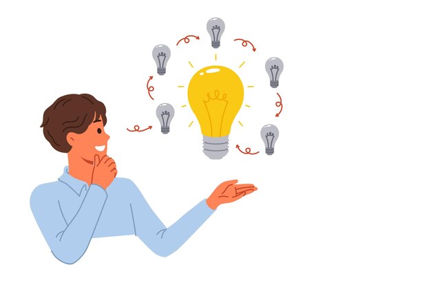 L'uomo ha un'idea innovativa che permette di ottenere investimenti in piedi vicino alle lampadine