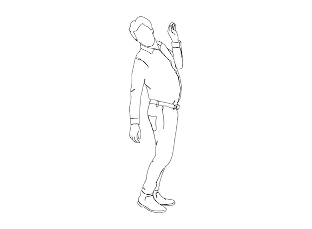 L'uomo, il disegno artistico a linea singola del ragazzo continua l'illustrazione vettoriale della linea