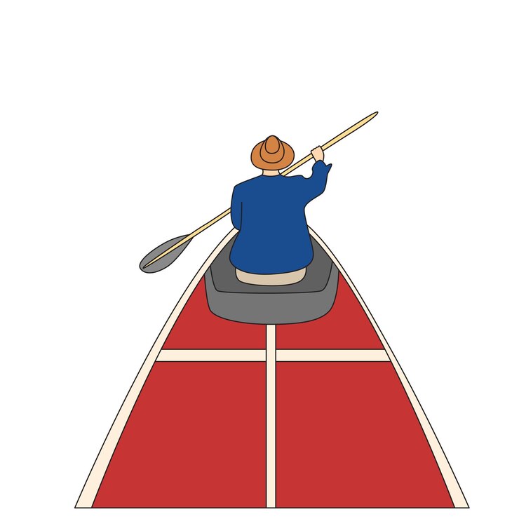 Vettore l'uomo in canoa illustrazione delle vacanze di vacanza