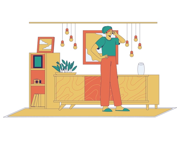 L'uomo nell'icona del soggiorno su sfondo bianco design colorato illustrazione vettoriale