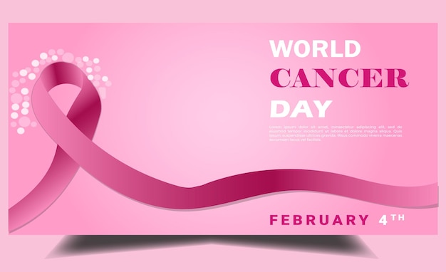 La bandiera mondiale per la consapevolezza della giornata mondiale del cancro al seno con un nastro rosa realistico sullo sfondo rosa
