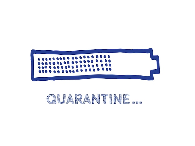La barra di stato della progressione della fine del coronavirus Sketch Bar del sito web con parte di riempimento regolabile Elemento infografico con 90 indicatori completi Illustrazione di quarantena Caricatore disegnato a mano del vettore COVID-19