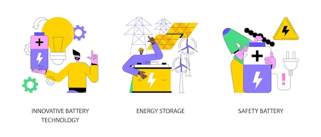 La batteria dell'accumulatore utilizza illustrazioni vettoriali concettuali astratte