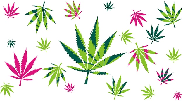 La cannabis lascia il motivo di sfondo rosa senza giunture di vettore