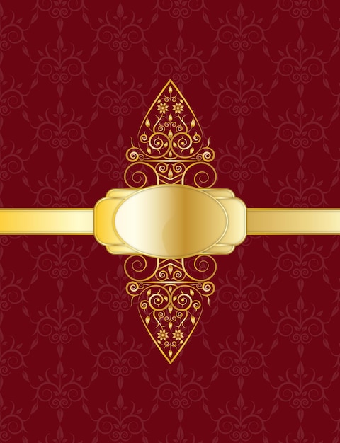 La carta dell'invito dell'ornamento floreale dorato elegante di nuovo stile avvolge con il bello nastro su Borgogna r