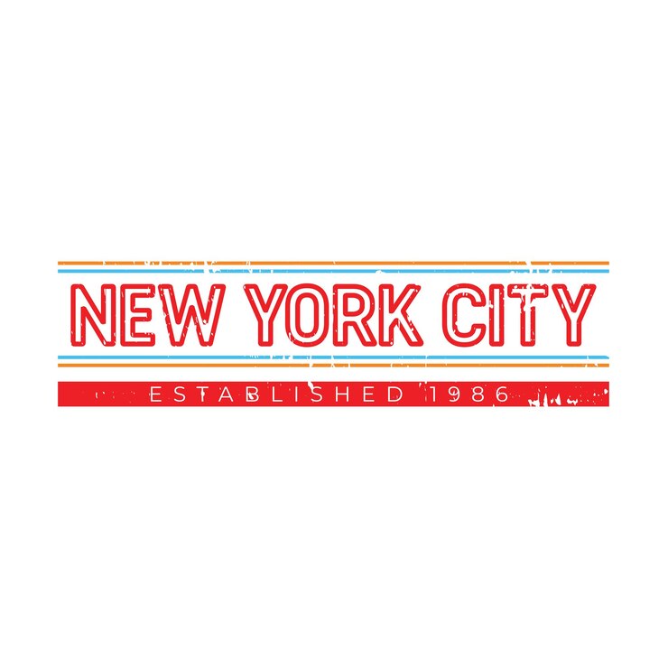 La città di New York ha stabilito la stampa della maglietta grafica nel 1986 Pronto vettore premium