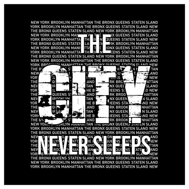 La città non dorme mai maglietta grafica con slogan