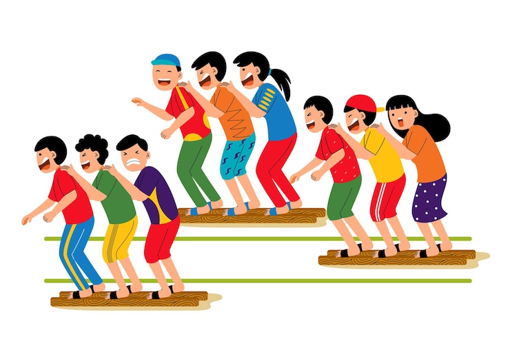 Vettore la competizione happy people clog race