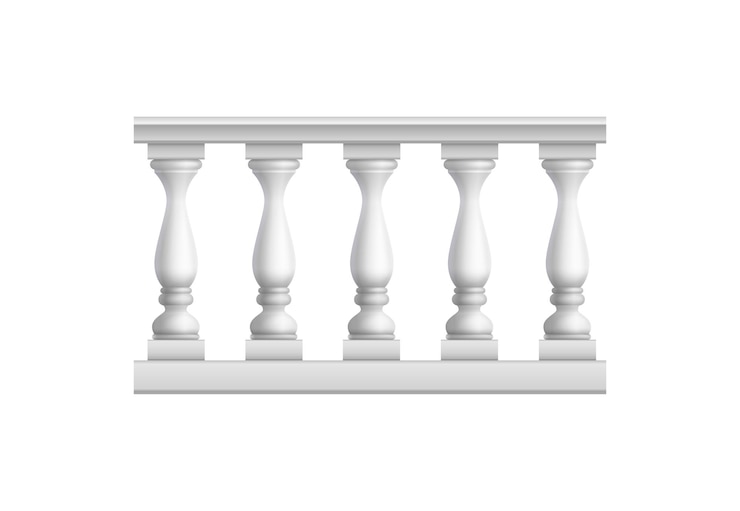 Vettore la composizione dell'inferriata del recinto del balcone con l'immagine realistica di vista frontale della recinzione decorativa di stile ha isolato l'illustrazione di vettore
