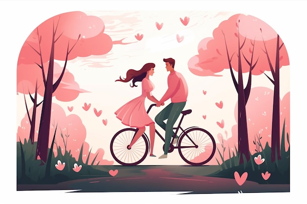 La coppia d'amore in bicicletta in stile distintivo
