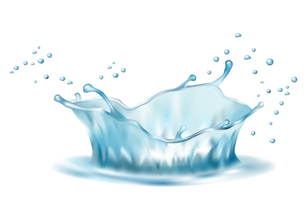 La corona d'acqua spruzza e le onde girano con le gocce