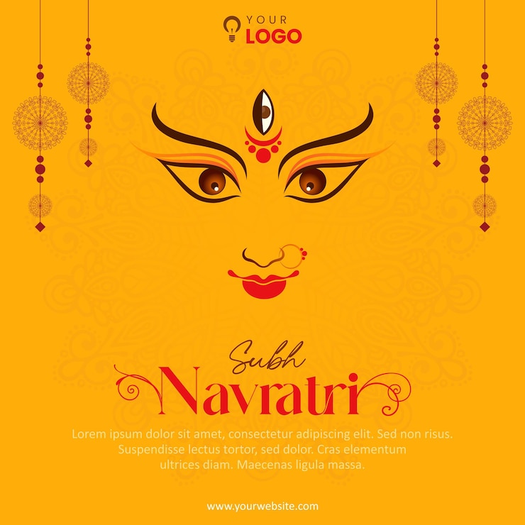 Vettore la dea durga nella felice durga puja subh navratri festa religiosa indiana
