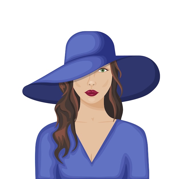 La donna con il cappello una bella signora con un cappello blu con un ampio bordo e una giacca blu una donna in b