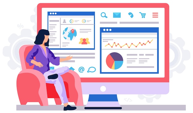 La donna lavora con dati e statistiche economiche