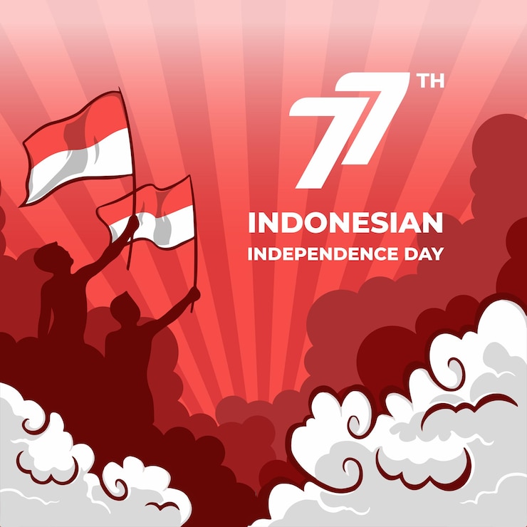 La gente celebra l'illustrazione del fondo della 77a festa dell'indipendenza dell'indonesia