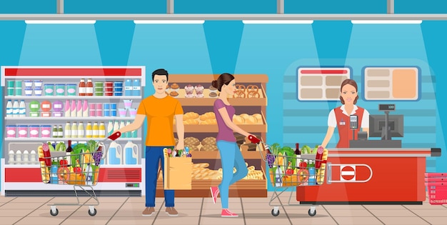 La gente fa la spesa al supermercato
