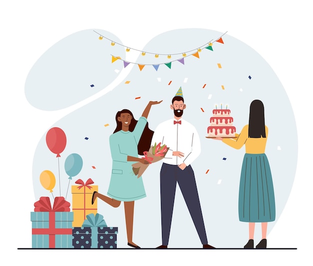 La gente festeggia il compleanno