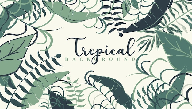 La giungla verde tropicale lascia l'uso del vettore di sfondo come poster post print o pattern design