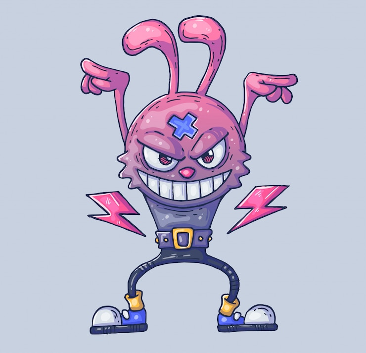 Vettore la lepre è una rock star. coniglio arrogante in una posizione ripida. illustrazione di cartone animato personaggio in stile grafico moderno.