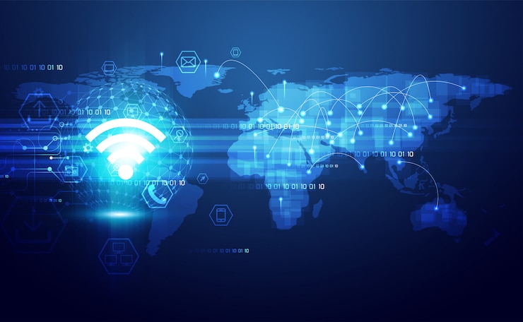 Vettore la linea astratta della tecnologia il triangolo e l'uomo d'affari basso poli tengono il wireframe moderno futuro poligonale disponibile del telefono su ciao fondo futuro blu di tecnologia. per modello, web design o presentazione.