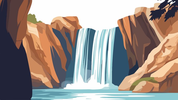 Vettore la maestosa cascata di pozo de los humos in un giorno di sole