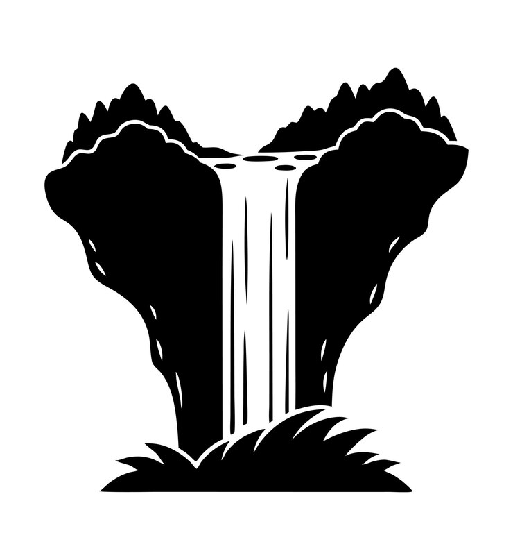 Vettore la maestosa silhouette di una cascata