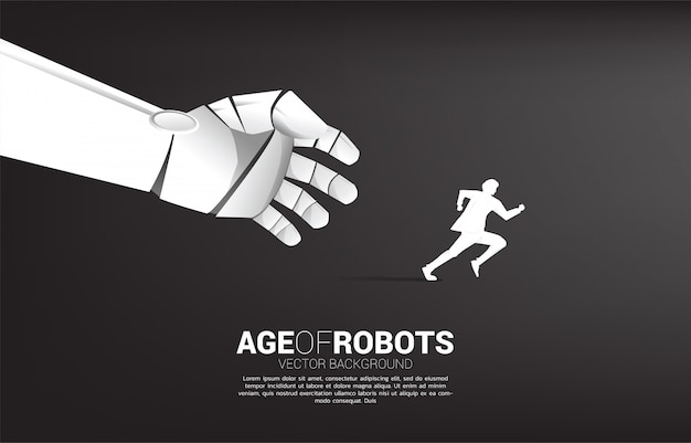 La mano del robot prova ad afferrare un uomo che corre