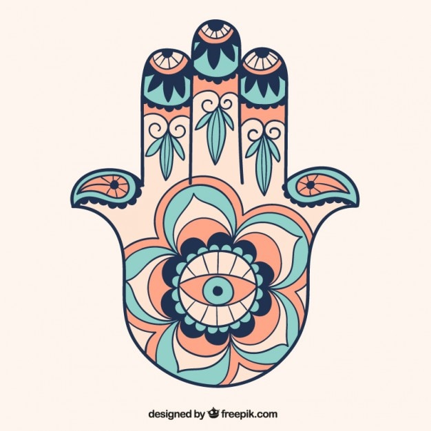 La mano di fatima disegnata a mano ornamento