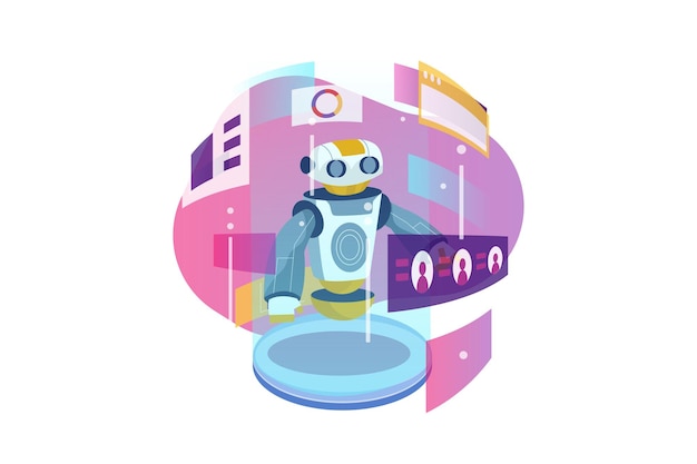La mano di un robot che tocca la connessione alla rete globale dei clienti