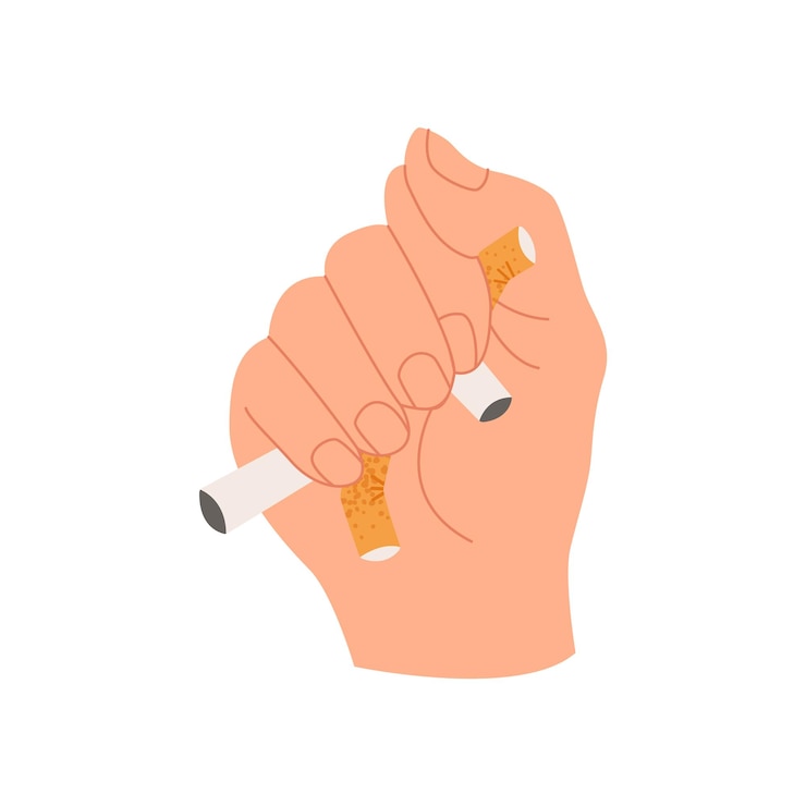 Vettore la mano stringe le sigarette