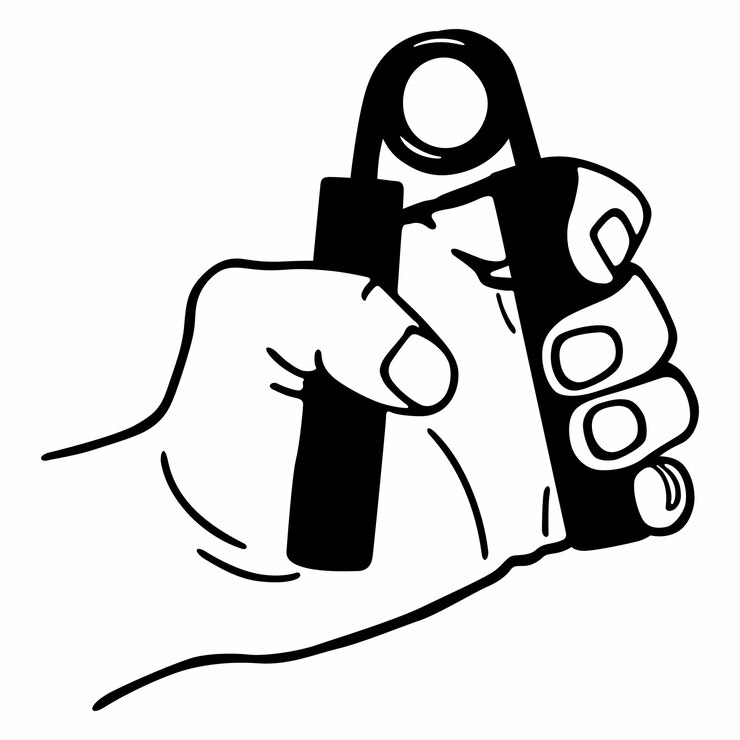 Vettore la mano tiene un espansore carpale caricato a molla manuale