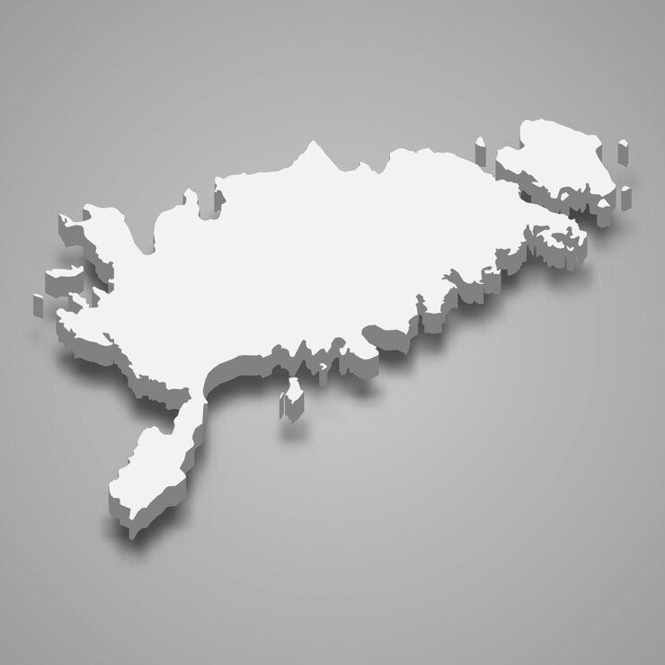 Vettore la mappa isometrica 3d della contea di saare è una regione dell'estonia