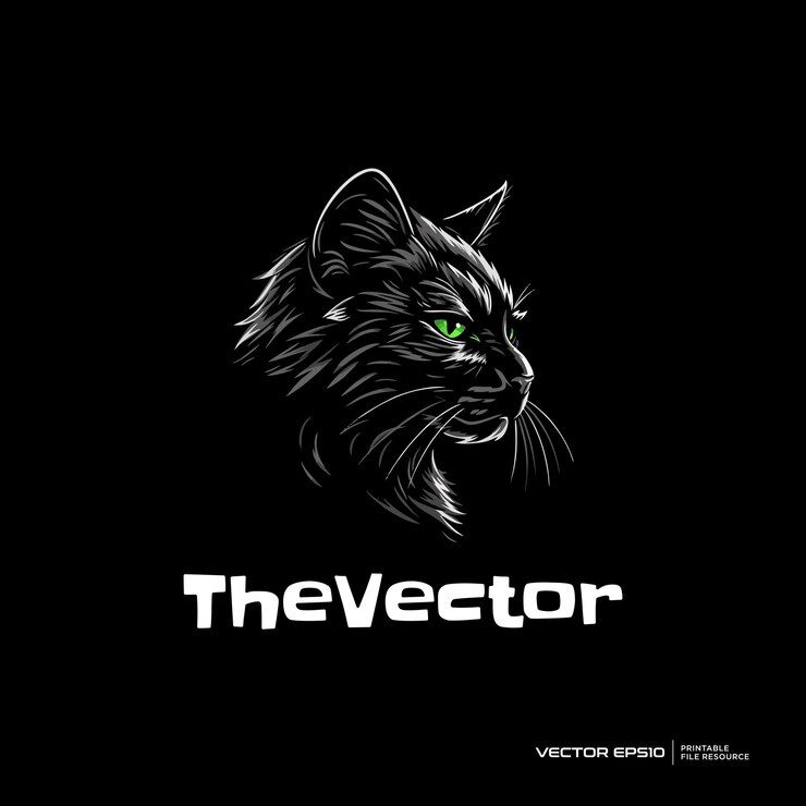 Vettore la mascotte della testa del gatto, il logo vettoriale, il personaggio, l'illustrazione dei cartoni animati eps10