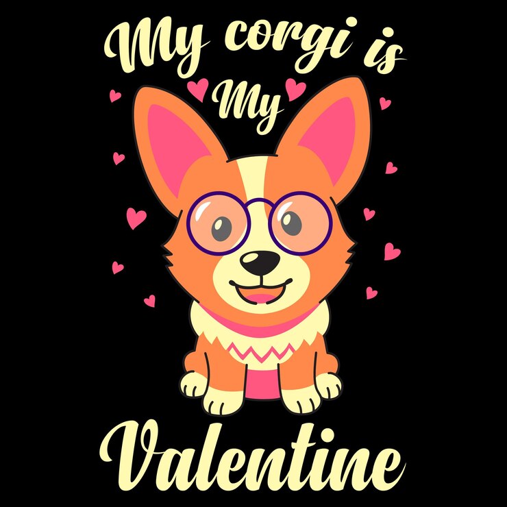 Vettore la mia maglietta corgi è la mia maglietta di san valentino, maglietta corgi valentines day