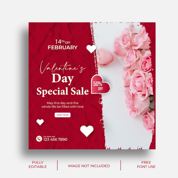 la migliore offerta di san valentino per il modello di progettazione di post sui social media promozionali di gioielli