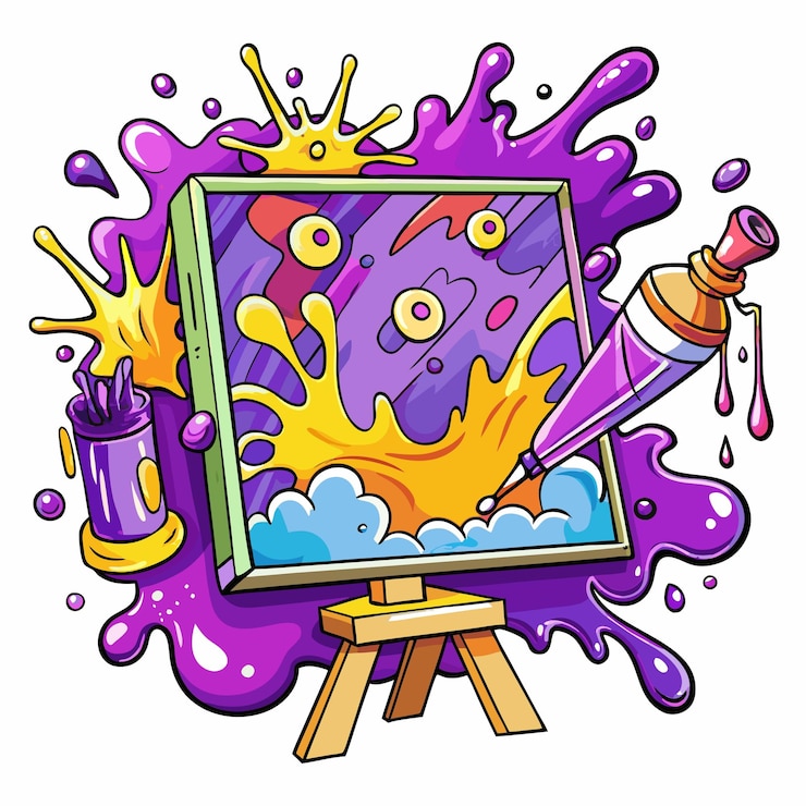 Vettore la pittura viola si diffonde su uno sfondo bianco