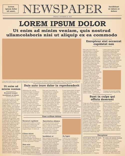La prima pagina di un vecchio giornale