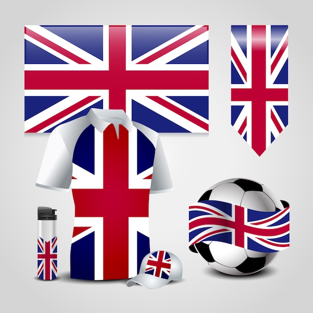 La progettazione britannica della bandiera con le icone ha messo il vettore