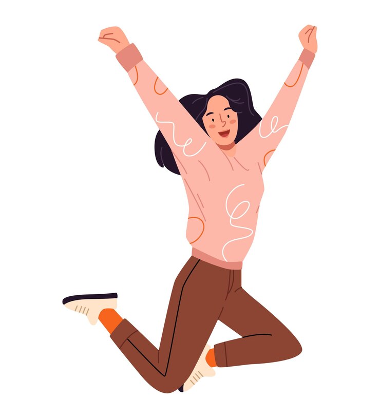 La ragazza è sopraffatta dalla felicità, dalla libertà, dall'ispirazione e dall'energia creativa.