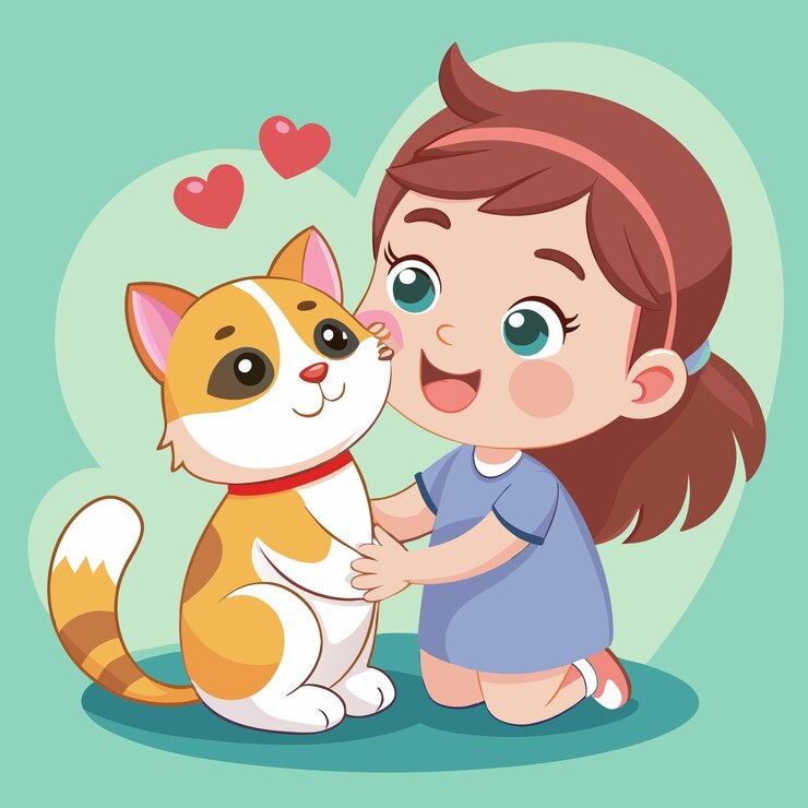 La ragazza sta abbracciando un gatto bambino gatto e la ragazza con amore
